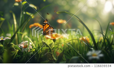 Monarch Butterfly on Vibrant Orange Flower 116839334