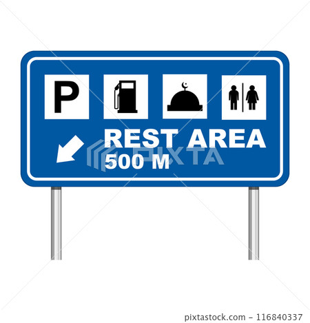 Rest area road sign vector image Rest area road sign vector image 116840337
