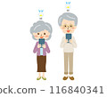 Illustration of a senior couple using a smartphone 116840341