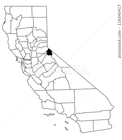 Map of alpine County in California state on white background. single County map highlighted by black colour on California map. UNITED STATES, US 116840417