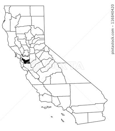Map of Alameda County in California state on white background. single County map highlighted by black colour on California map. UNITED STATES, US Map of Alameda County in California state on white background. single County map highlighted by black colour on California map. UNITED STATES, US 116840420