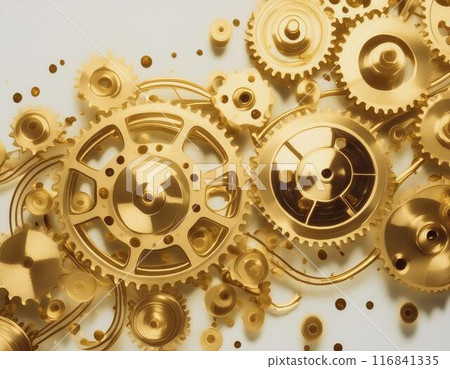 Illustration of many gears moving 116841335