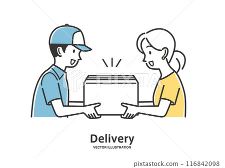 Male delivery man delivering Male delivery man delivering 116842098