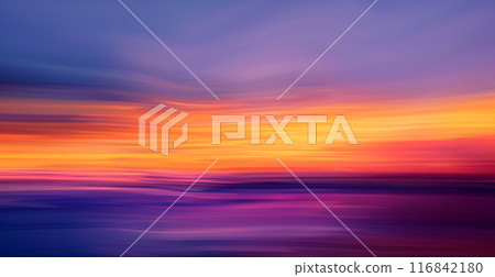 Experience the beauty of a vibrant sunset sky, showcasing a dazzling array of colors from rich purples to fiery oranges. Perfect for backgrounds or naturethemed projects 116842180