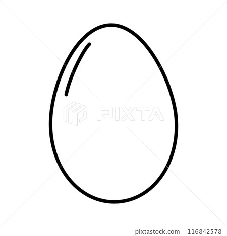 Chicken egg outline Black on white background. Single object in minimalistic style. Logo Icon idea 116842578