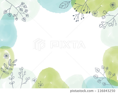 手繪清新水彩植物框 116843250