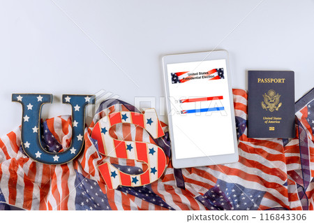 An ballot US voter is ready for submission for presidential election of 2024 only citizenship America 116843306