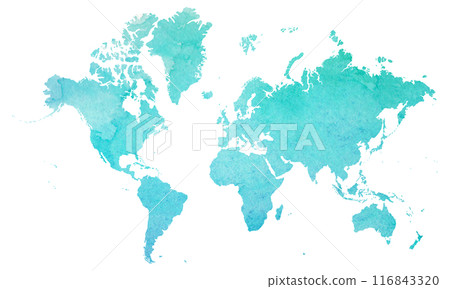 Watercolor style world map silhouette illustration standard Watercolor style world map silhouette illustration standard 116843320
