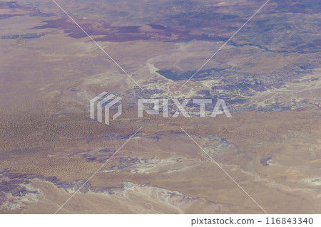 From height, panoramic view of New Mexico deserts From height, panoramic view of New Mexico deserts 116843340