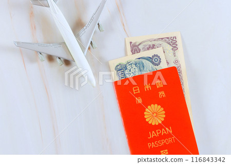 Following two items are required when traveling by air Japanese passport, Japanese yen bills 116843342