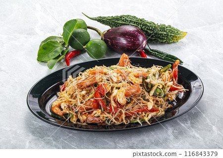 Thai Spicy Vermicelli Salad with Prawns Thai Spicy Vermicelli Salad with Prawns 116843379