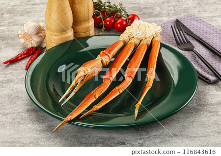 Delicous luxury crab claw legs 116843616