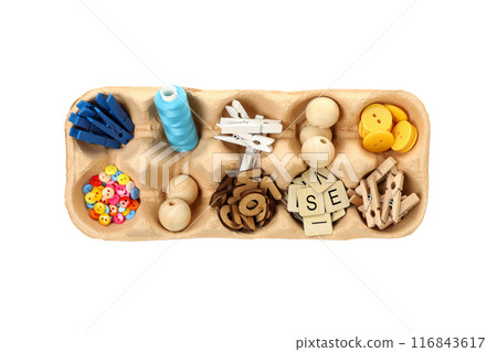 PNG, Stationery in egg tray, isolated on white background 116843617