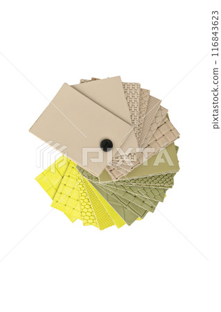 PNG, Samples of various materials, isolated on white background, top view 116843623