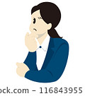 A business woman thinking with her hand on her chin 116843955