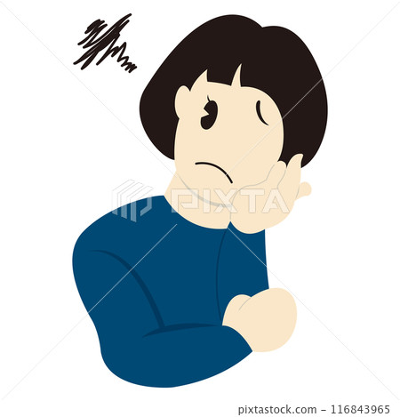 A woman thinking with her hand on her cheek 116843965