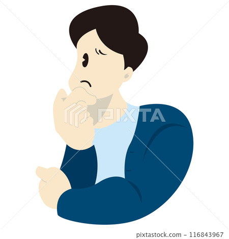 Man thinking with hand on chin Man thinking with hand on chin 116843967