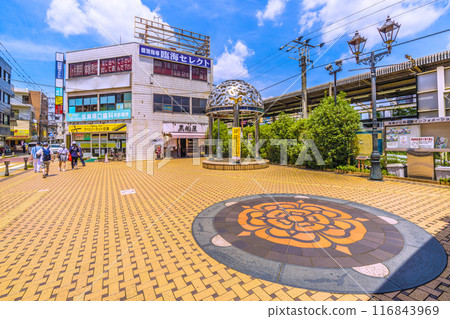 Tokyo cityscape in July, Japan. View of the Rose Square at the south exit of Naruse Station on the JR Yokohama Line in Machida City, etc. (21st) 116843969