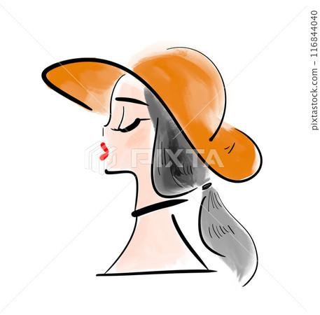 Profile of a woman wearing a hat 116844040