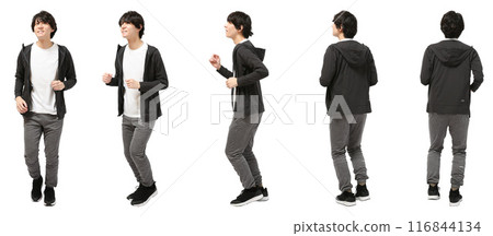 慢跑男全身人物剪影素材 116844134