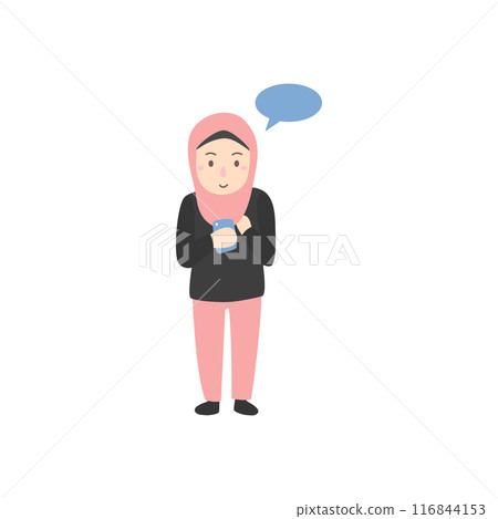 muslim woman use the smartphone  116844153