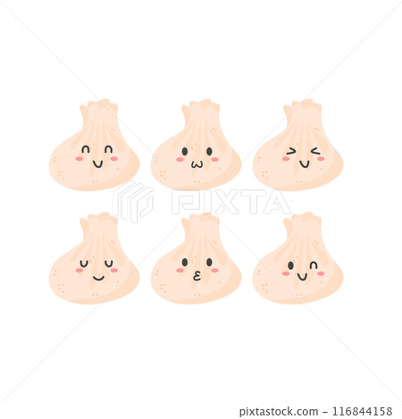 dim sum cute kawaii characters set  116844158