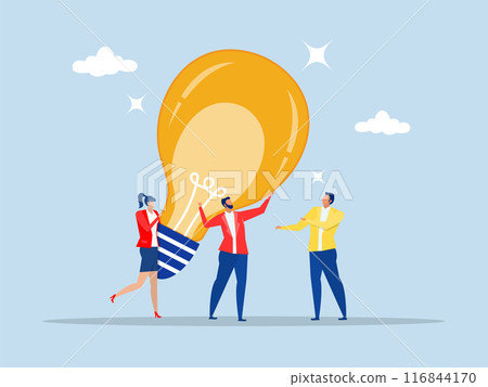 innovation or creativity idea concept, business people teamwork help carry big smart lightbulb innovation idea.invention help company achieve goal concept vector illustrator innovation or creativity idea concept, business people teamwork help carry big smart lightbulb innovation idea.invention help company achieve goal concept vector illustrator 116844170