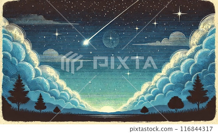 A starry night in the moonlit sky A starry night in the moonlit sky 116844317