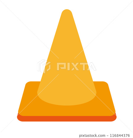 一個簡單的黃色三角錐的插圖 一個簡單的黃色三角錐的插圖 116844376