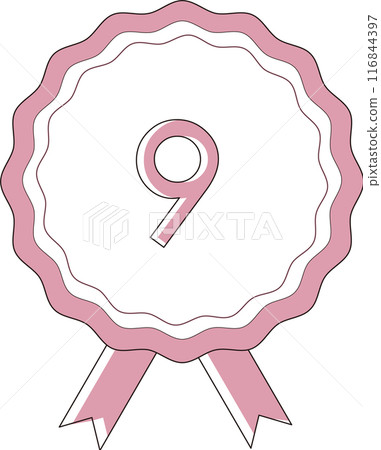 排名徽章羅塞塔號 9 漫畫風格圖示粉紅色 116844397