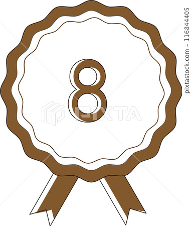 Ranking Badge Rosette Number 8 Comic Style Icon Brown Ranking Badge Rosette Number 8 Comic Style Icon Brown 116844405