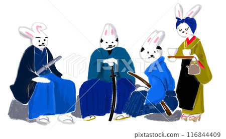 Illustration of a rabbit samurai 116844409
