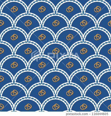 Pretzel scallop seamless pattern. Oktoberfest arch repeat background. Vector illustration. 116844605