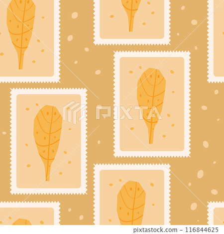 Autumn seamless pattern. Fall cutouts leaves repeat background. Retro stamps endless backdrop design Autumn seamless pattern. Fall cutouts leaves repeat background. Retro stamps endless backdrop design 116844625