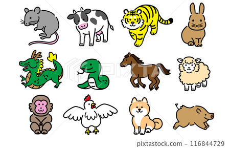 十二生肖向量插圖集 116844729