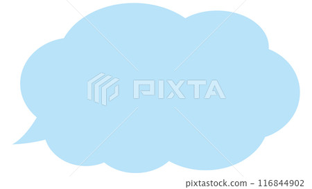 Speech bubble, single, simple, illustration, vector, light blue, fluffy 116844902
