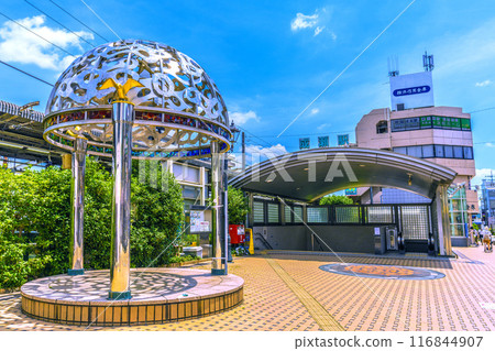 Tokyo cityscape in July, Japan. View of Naruse Station on the JR Yokohama Line in Machida City and the Rose Square at the South Exit of Naruse Station on the 21st 116844907