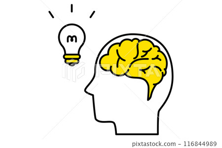 Brain of a person who has come up with an idea, business icons of target, goal achievement and goal 116844989