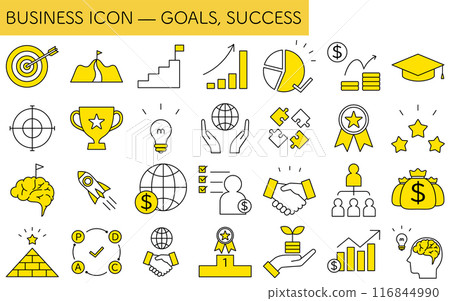 Target, goal achievement, and goal business icon set 116844990