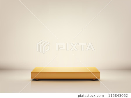 Minimal 3D Yellow Platform on White Background for Product Display and Mockup, Modern Style Design for Showcase 116845062