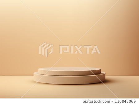 3D Beige Podium on Beige Background, Modern Style Product Display Mockup for Showroom Showcase 116845069