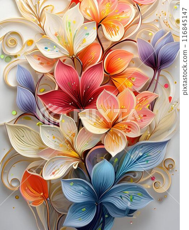 Colorful floral art illustration Colorful floral art illustration 116845147