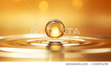 "Close-up shot of golden glittering liquid" "Close-up shot of golden glittering liquid" 116845200