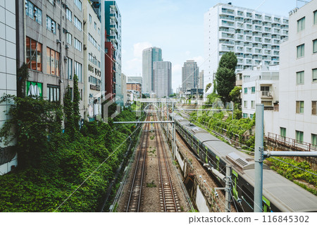 Tokyo Railway Scenery: Yamanote Line and Saikyo Line from Meguro Station to Ebisu Station a-4 Film-like 116845302