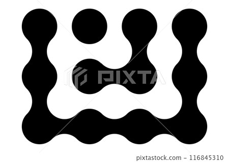 Metaball round simple blob morph balls. Abstract shape, arganic geometric fluids isolated on white background. Connected dots nerve cell dots or computer nano. 116845310