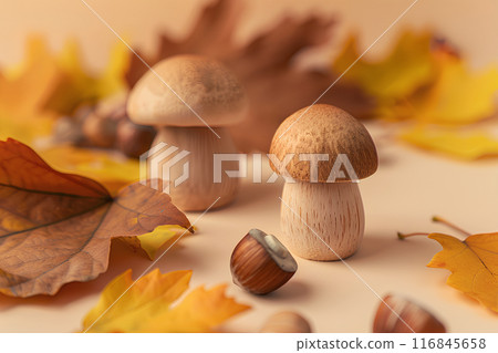 Fallen leaves and mushrooms texture-2 Fallen leaves and mushrooms texture-2 116845658