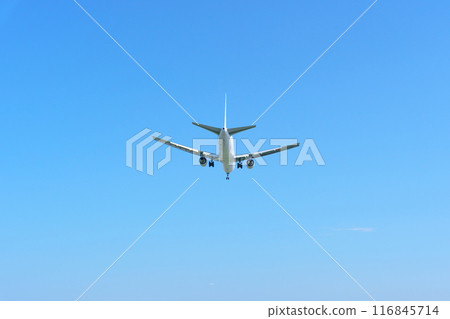 Airplane blue sky 116845714