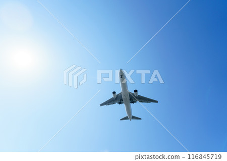 Airplane blue sky 116845719