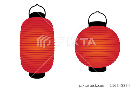 日式紅燈籠插畫素材，又長又圓 116845824