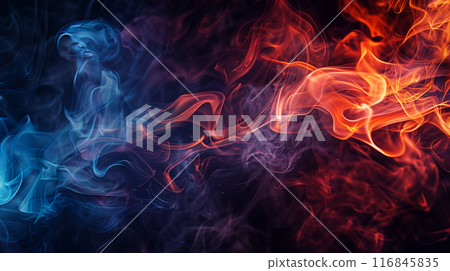 Red and blue collide. VS, showdown, battle background Red and blue collide. VS, showdown, battle background 116845835